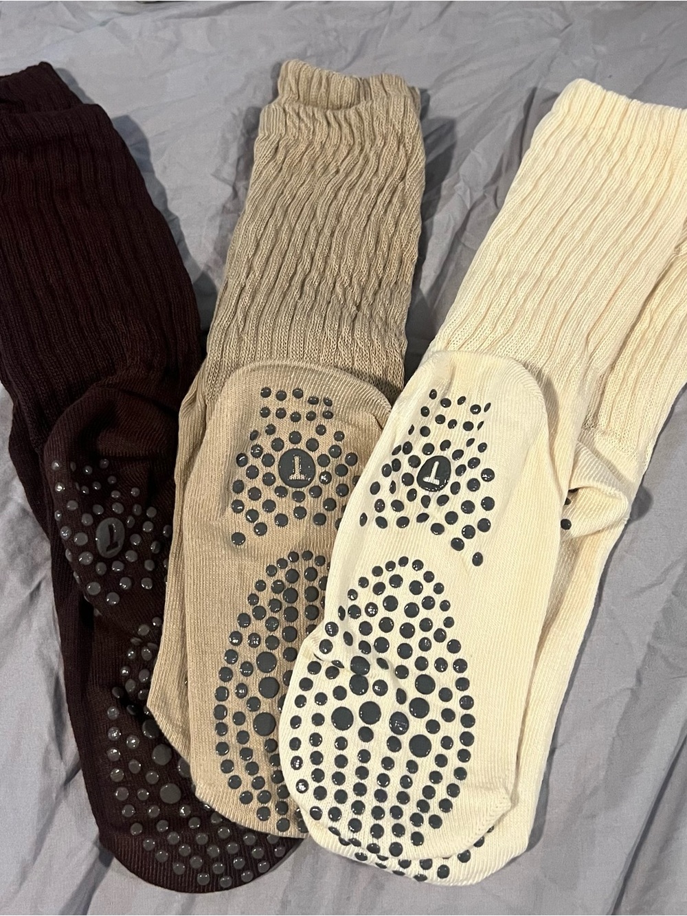 Toddler Non-Slip Ribbed Crew Socks - 3-Pack (Brown, Tan, Cream) Size T8-9